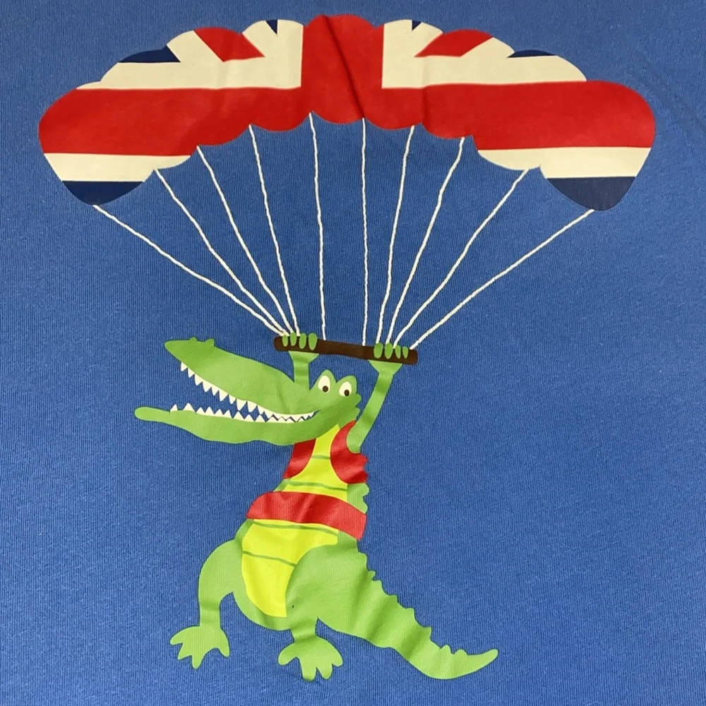 Mini boden Blue Kids T-Shirt with Parachuting alligator short sleeve 13/14y